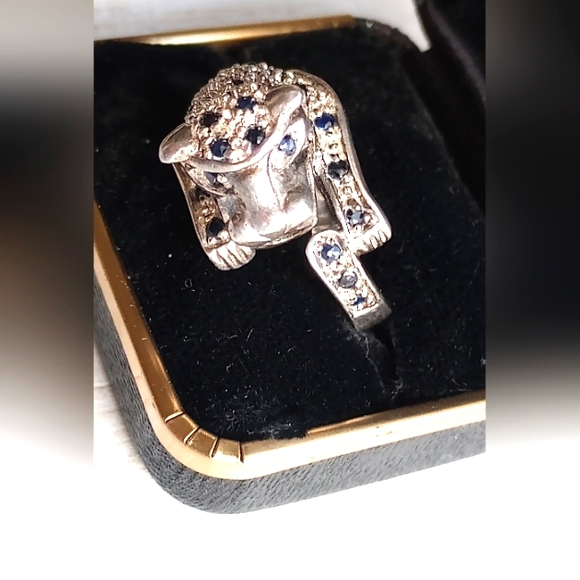 VINTAGE STERLING & SAPPHIRE PANTHER RING - Picture 6 of 7